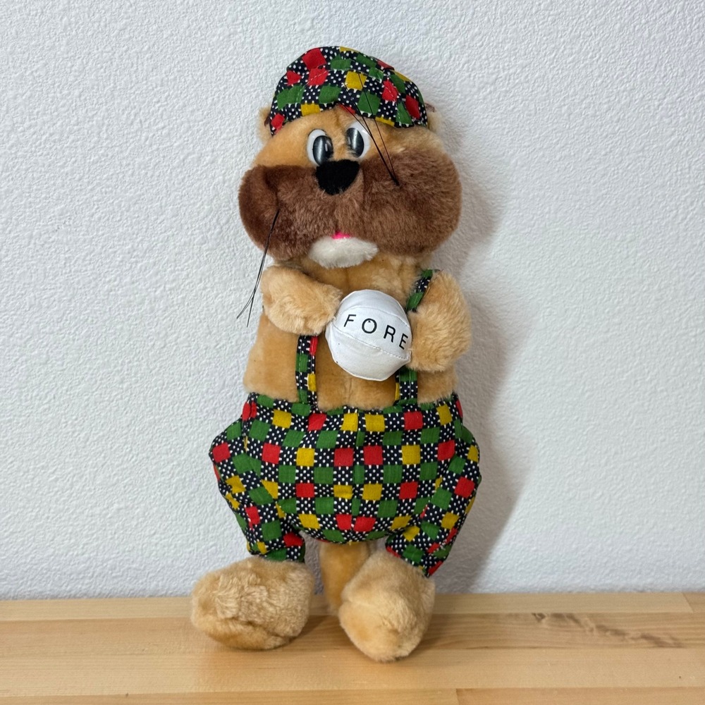 Vintage Big T Enterprises Golfing Gopher Plush Caddyshack Checkered Outfit